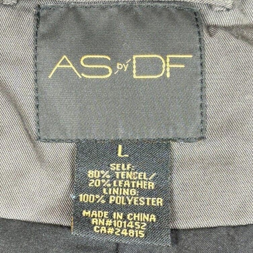 AS by DF Mixed Fabric Leather & Tencel Utility Jacket Green Black Size Large - Picture 7 of 8